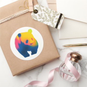 Kleurrijke Spray Paint Panda Silhouette Stickers