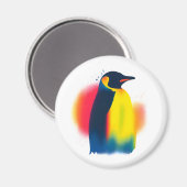 Kleurrijke Spray Paint Penguin Silhouette Rond Magneet (Voorkant / Achterkant)