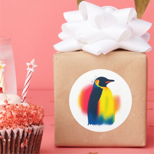 Kleurrijke Spray Paint Penguin Silhouette Stickers (Feest)
