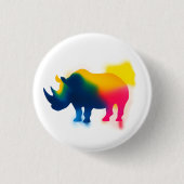 Kleurrijke Spray Paint Rhinoceros Ronde Button (Voorkant)