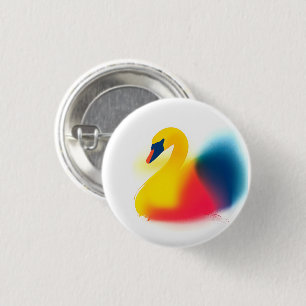 Kleurrijke Spray Paint Swan Silhouette Ronde Butto Button 3,2 Cm