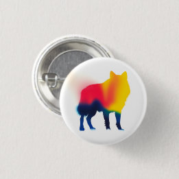 Kleurrijke Spray Paint Wolf Silhouette Ronde Butto Ronde Button 3,2 Cm
