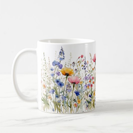 Kleurrijke Spring Flower Waterverf Pattern Koffiemok (Links)