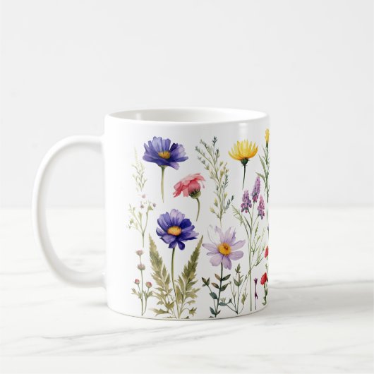Kleurrijke Spring Flower Waterverf Pattern Koffiemok (Links)