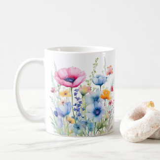 Kleurrijke Spring Flower Waterverf Pattern Koffiemok