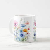 Kleurrijke Spring Flower Waterverf Pattern Koffiemok (Voorkant links)