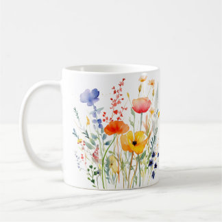 Kleurrijke Spring Flower Waterverf Pattern Koffiemok