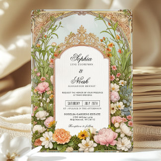 Kleurrijke Spring Wildflower  Garden Wedding Kaart