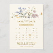 Kleurrijke Spring Wildflower Gold Save the Date Briefkaart (Voorkant)