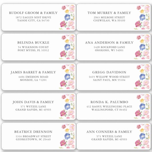 Kleurrijke Spring Wildflower Guest Address Label (Voorkant)