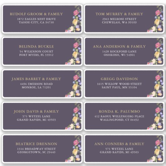 Kleurrijke Spring Wildflower Guest Address Label (Voorkant)