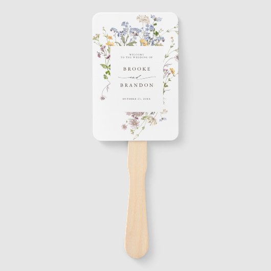 Kleurrijke Spring Wildflower Meadow Garden bruilof Handwaaier (Voorkant)