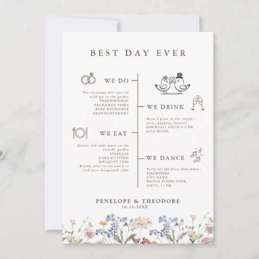 Kleurrijke Spring Wildflower Meadow Garden Program Kaart (Voorkant)