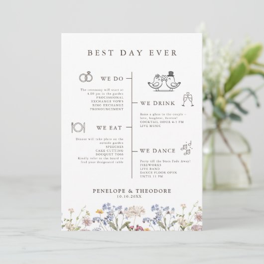 Kleurrijke Spring Wildflower Meadow Garden Program Kaart (Staand voorkant)