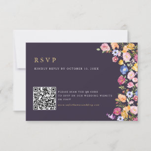 Kleurrijke Spring Wildflower Meadow Garden QR-code RSVP Kaartje