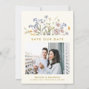 Kleurrijke Spring Wildflower Meadow Gold QR-code Save The Date