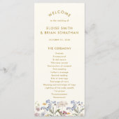 Kleurrijke Spring Wildflower Meadow Gold Wedding Programma (Voorkant)