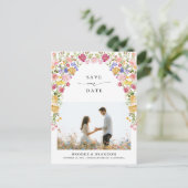 Kleurrijke Spring Wildflower Meadow Save the Date Briefkaart (Staand voorkant)