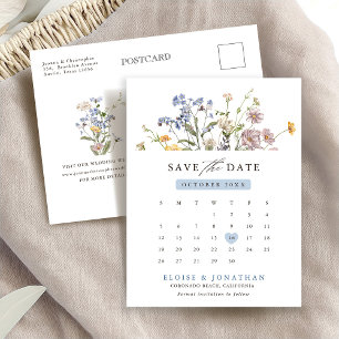 Kleurrijke Spring Wildflower Meadow Save the Date Briefkaart