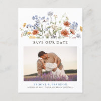 Kleurrijke Spring Wildflower Meadow Save the Date