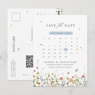 Kleurrijke Spring Wildflower Meadow Save the Date Briefkaart
