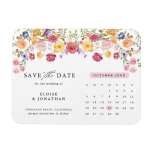 Kleurrijke Spring Wildflower Meadow Save the Date Magneet