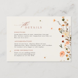 Kleurrijke Spring Wildflower Meadow Wedding Detail Informatiekaartje