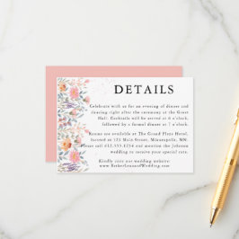 Kleurrijke Spring Wildflower Wedding Details Informatiekaartje