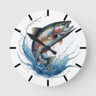 Kleurrijke Springende Forel Visserij Klok