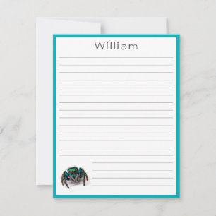 Kleurrijke springende spin plat Kinder voering Notitiekaartje
