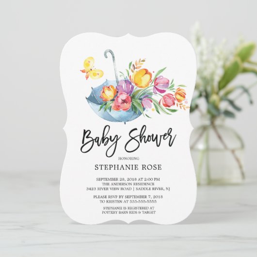 Kleurrijke Springtime Tulip BabyShower Uitnodiging (Staand voorkant)