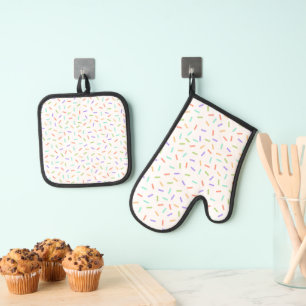Kleurrijke sprinkles leuk confetti patroon ovenwant & pannenlap set