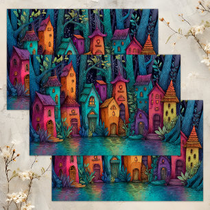 KLEURRIJKE SPROOKJESDORP DECOUPAGE WEEFSELPAPIER TISSUEPAPIER
