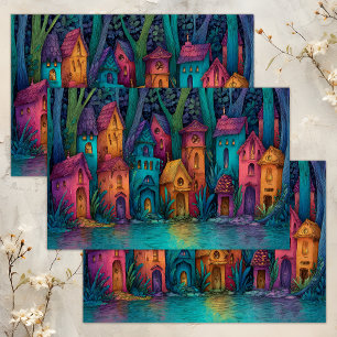 KLEURRIJKE SPROOKJESDORP DECOUPAGE WEEFSELPAPIER TISSUEPAPIER