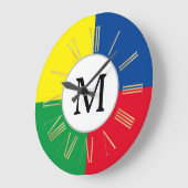 Kleurrijke Squares Custom Monogram Initiaal Grote Klok (Hoek)