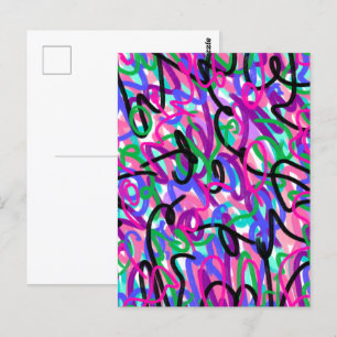 Kleurrijke Squigggles Abstracte Kunst Briefkaart