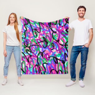 Kleurrijke Squigggles Abstracte Kunst Fleece Deken
