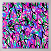 Kleurrijke Squigggles Abstracte Kunst Poster (Voorkant)