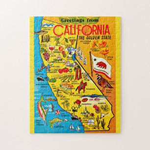 Kleurrijke staat Californië Legpuzzel