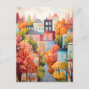 kleurrijke stad briefkaart