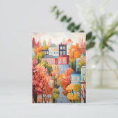 kleurrijke stad briefkaart (Staand voorkant)