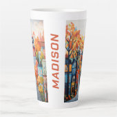 kleurrijke stad latte mok (Voorkant)