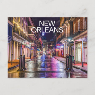 Kleurrijke stad New Orleans Louisiana 's nachts Briefkaart