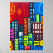 Kleurrijke stadkunst | AI Art Poster (Voorkant)
