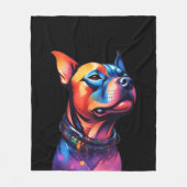 Kleurrijke Staffy Bull Terrier Cyberpunk Design, Fleece Deken (Voorkant)