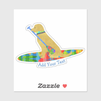 Kleurrijke Stand Up Paddle Board Golden Retriever Sticker