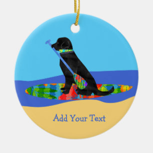 Kleurrijke Stand Up Paddle Board Preppy Black Lab Keramisch Ornament