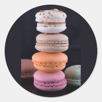 Kleurrijke stapel Franse Macarons Ronde Sticker