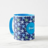 Kleurrijke Star Fish Pattern Aangepaste naam Monog Mok (Voorkant links)