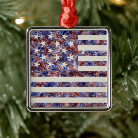 Kleurrijke Star-Spangled Banner America Vlag Metalen Ornament (Boom)